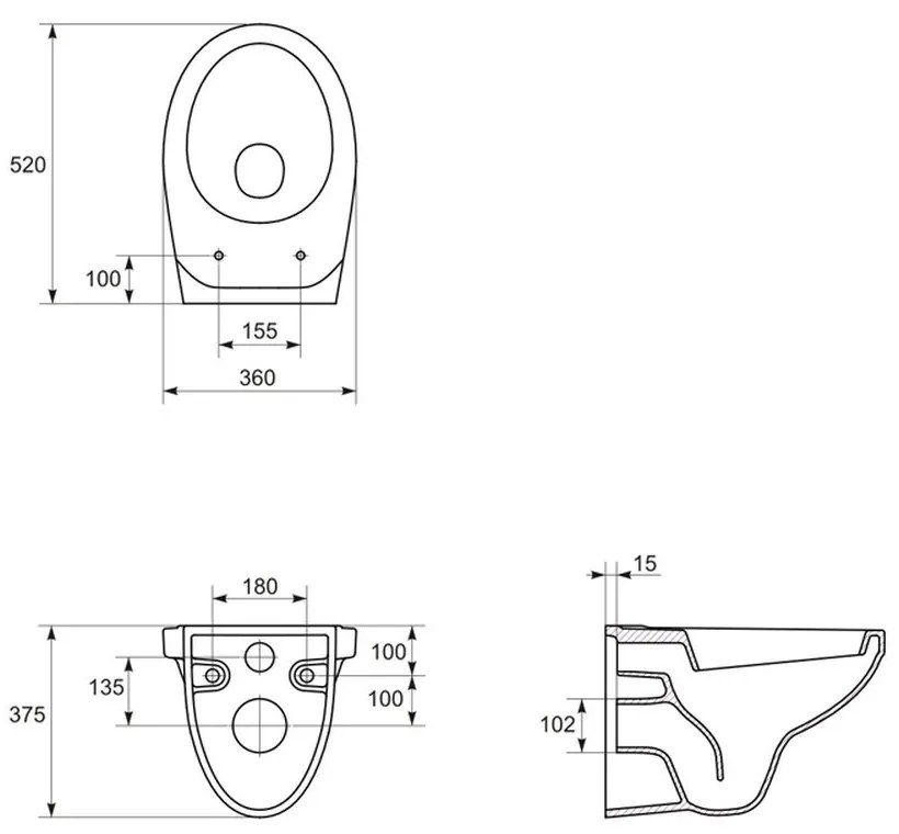 Set vas wc suspendat cu capac duroplast si bideu, Cersanit Terra