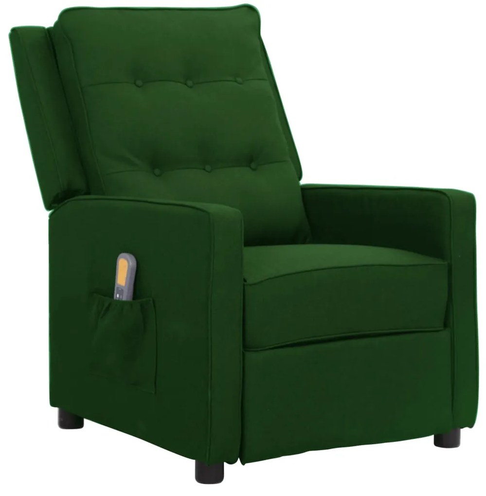 3093347 vidaXL Fotoliu de masaj cu ridicare, verde închis, material textil