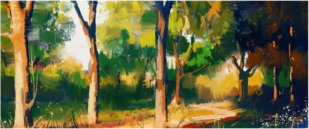 Tablou - Pădure de vară însorită, pictură (120x50 cm)