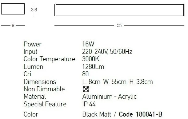 Aplica LED de perete pentru baie design liniar Brand negru