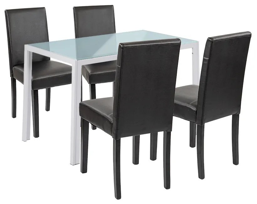 Set de masă Mira 4+1 alb-negru