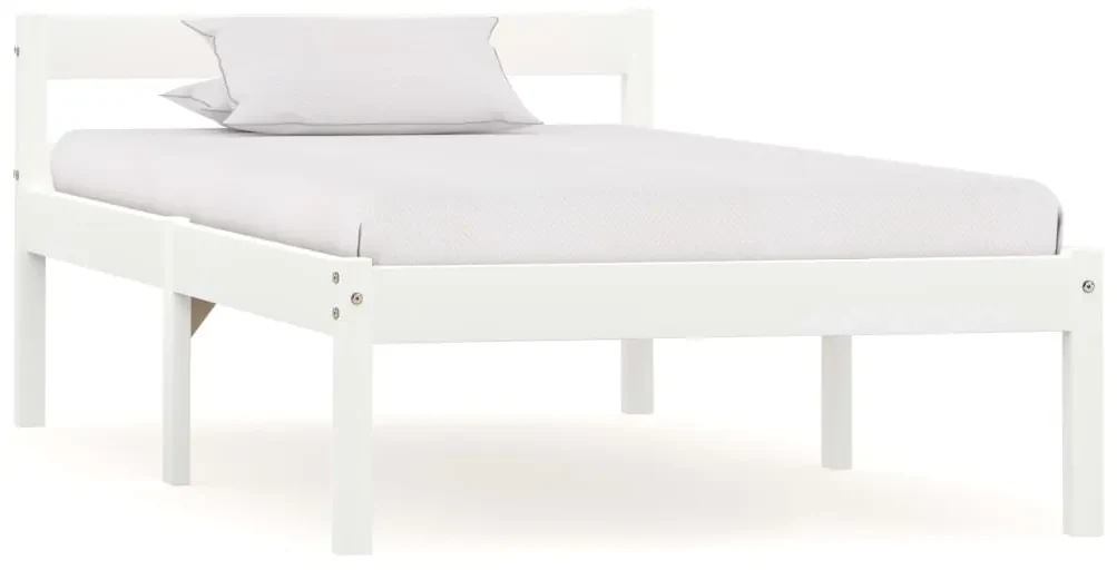 283185 vidaXL Cadru de pat, alb, 100 x 200 cm, lemn masiv de pin