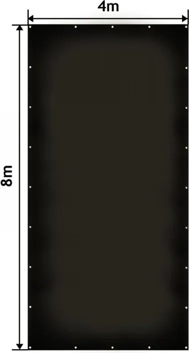 JAGO Prelata 650 g/m², cu ochiuri de aluminiu, negru, 4 x 8