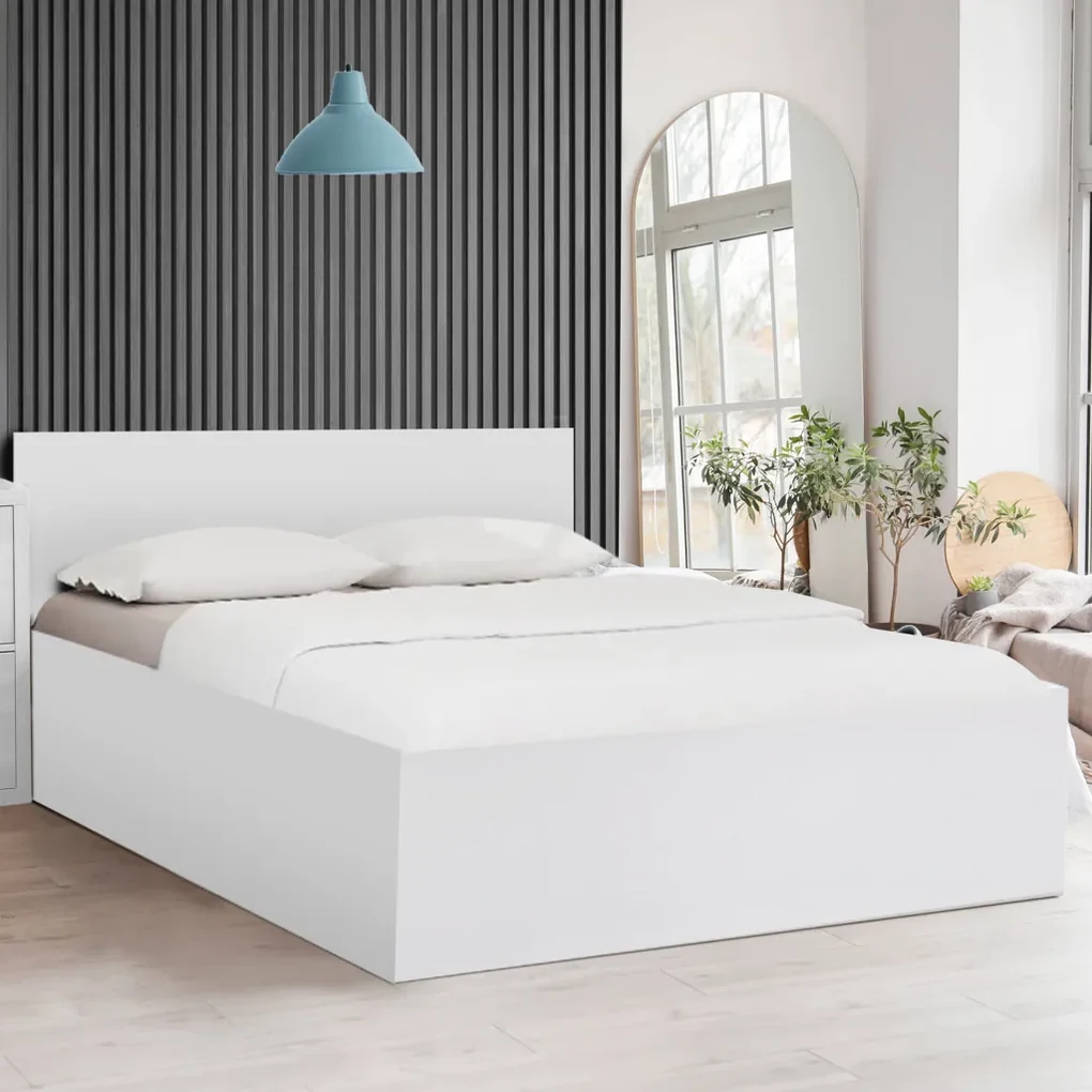 Pat de o persoana alb, SOFIA 120 x 200 cm Saltele: Cu saltele Deluxe 10 cm, Somiera pat: Cu lamele drepte