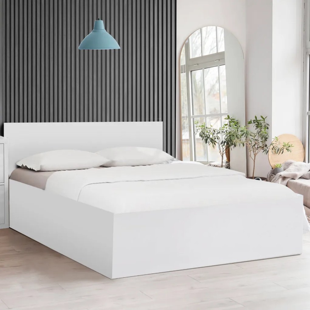 Pat de o persoana alb, SOFIA 120 x 200 cm Saltele: Fara saltea, Somiera pat: Cu lamele drepte