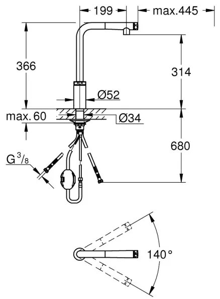 GROHE 31613DC0 - Baterie pentru chiuvetă A SmartControl, inox