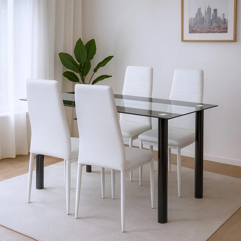 Norman 4+1 set de sufragerie alb