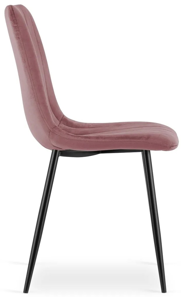 Roz scaun bucatarie LAVA din catifea cu picioare negre