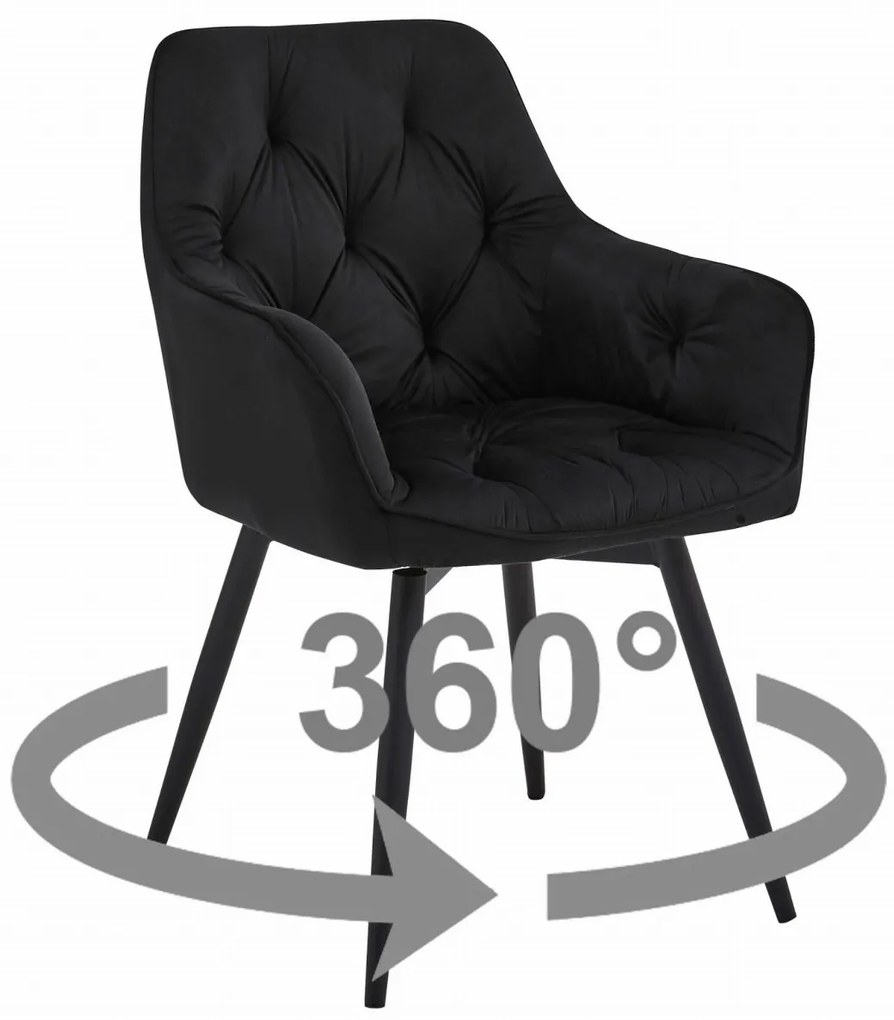 Scaun de masa rotativ JORK360 VELVET, negru