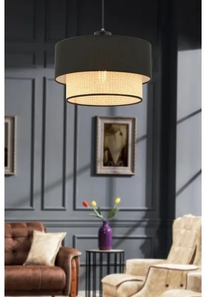 Lampă suspendată pe cablu ECHO, 1xE27/60W/230V, negru/bej