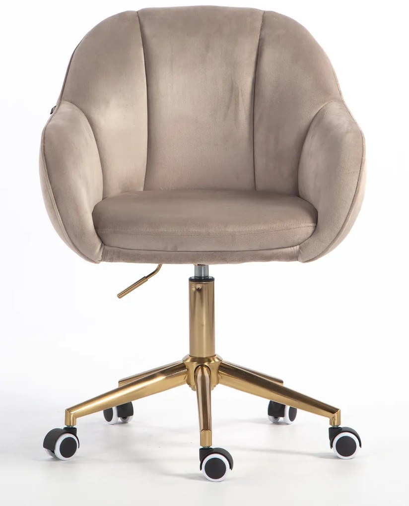 HR2055K Scaun Latte din Catifea cu Bază Aurie