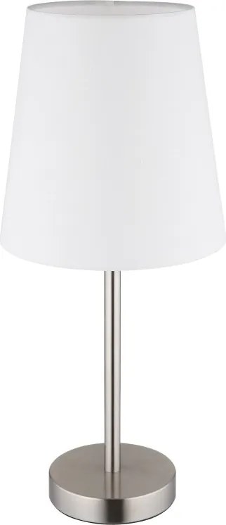 Lampa de masa metal nickel abajur textil alb JORIS