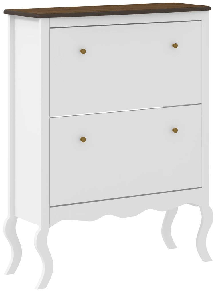 HOMCOM Șifonier Îngust cu 2 Sertare Abatibile Rafturi Reglabile pentru 16 Perechi de Pantofi 84x29x109 cm Alb | Aosom Romania