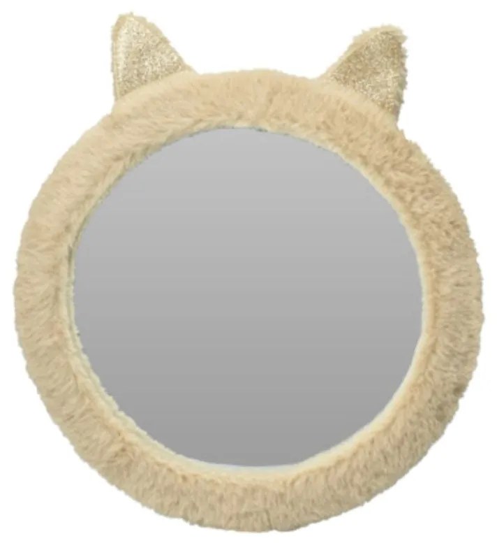 Oglindă decorativă, pentru camera copilului, model pisicuță, 31 cm, culoarea crem