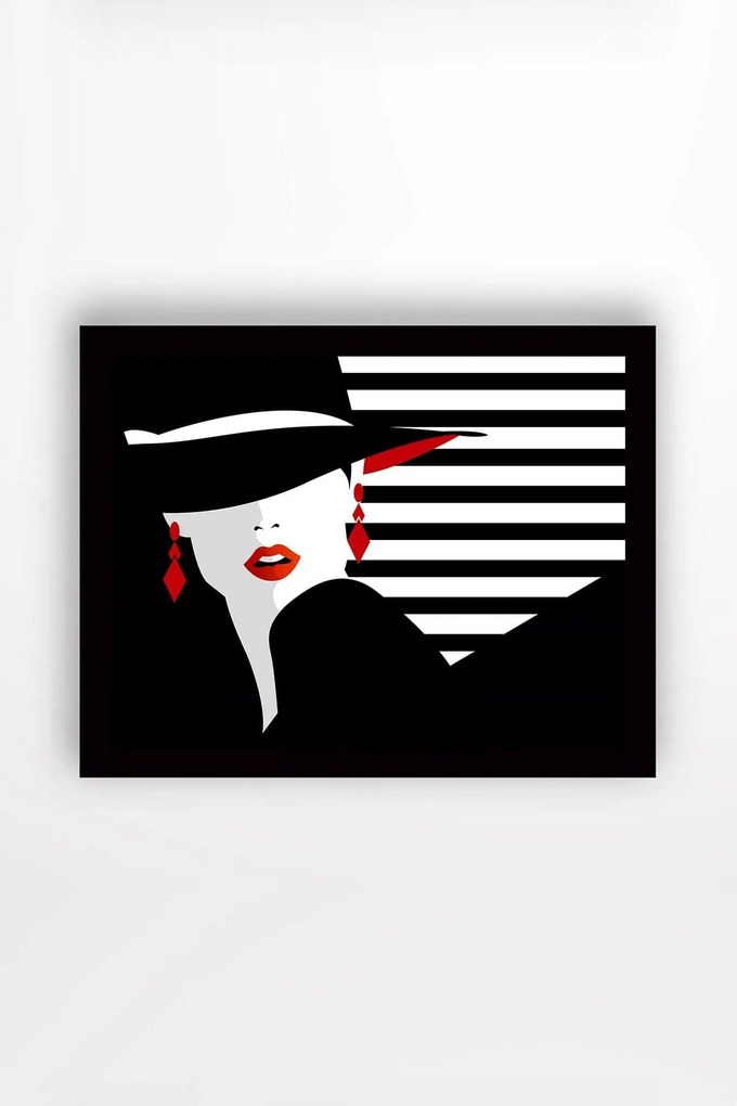 Tablou SC0378, negru/alb, lemn, 56x41 cm