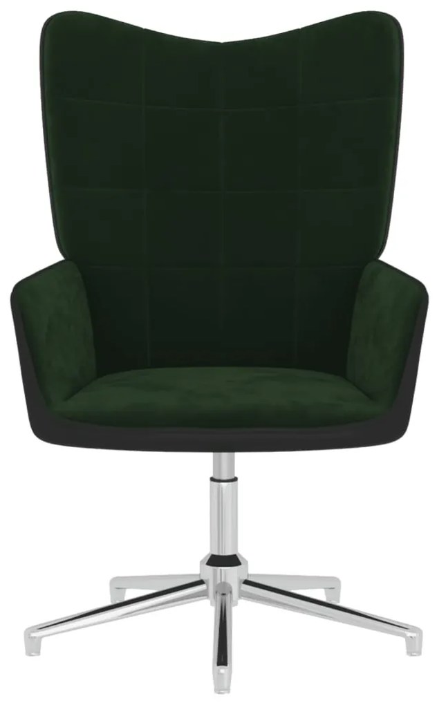 327855 vidaXL Scaun de relaxare, verde închis, catifea și PVC