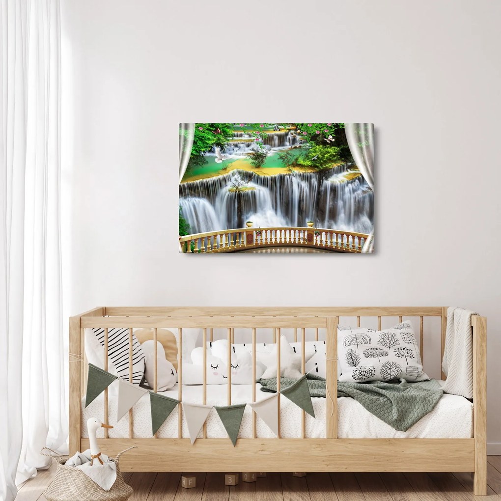 Tablou - Privire la cascade magice (90x60 cm)