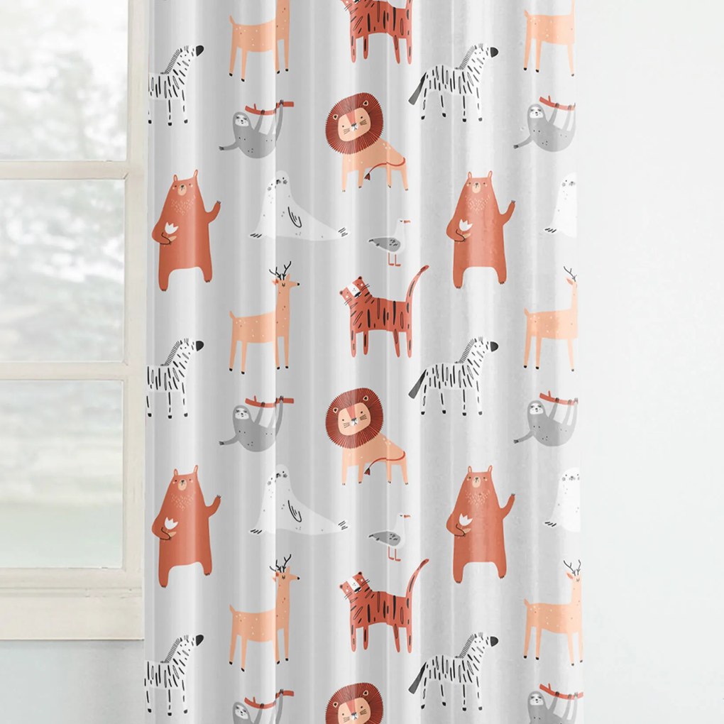 Goldea draperie pentru copii din 100% bumbac - lumea animalelor 140x150 cm