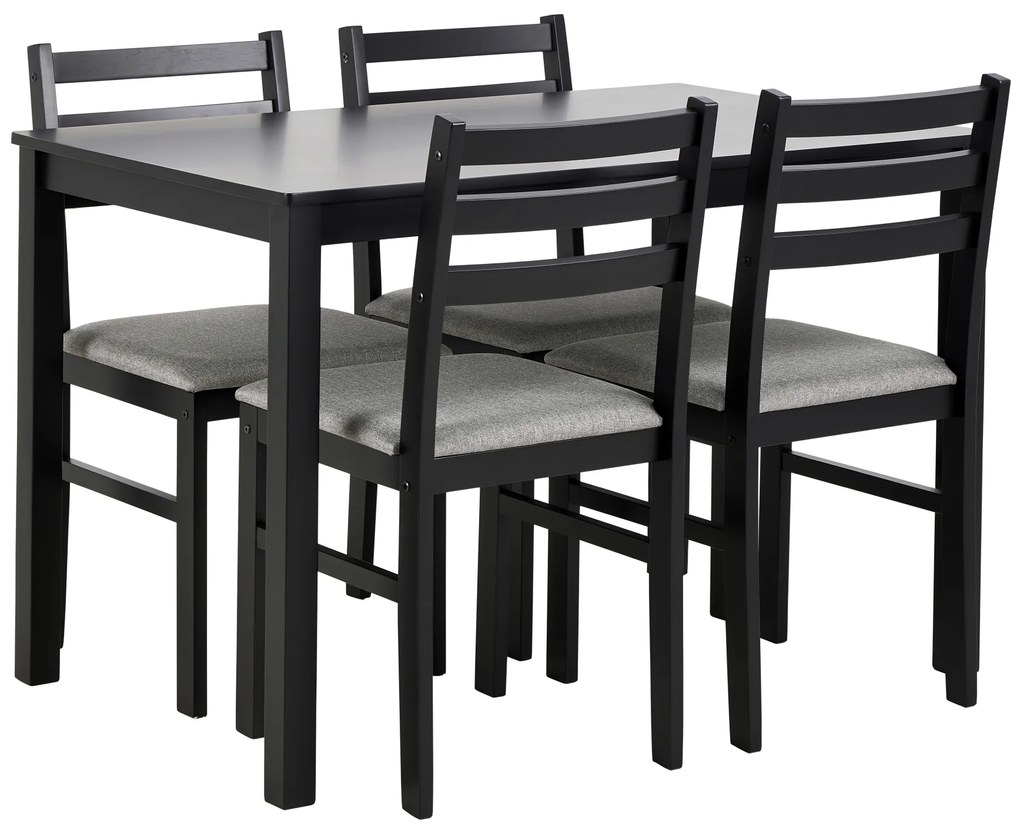 MAZZONI EXPORT Set TORINO masă + 4 scaune Negru/Gri deschis (material Sawana 21) - SET DE LEMN PENTRU BUCĂTĂRIE/SUFRAGERIE