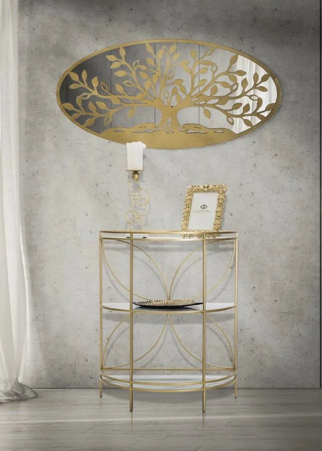 Panou decorativ auriu din metal, 120x2x60 cm, Tree of Life Mauro Ferretti