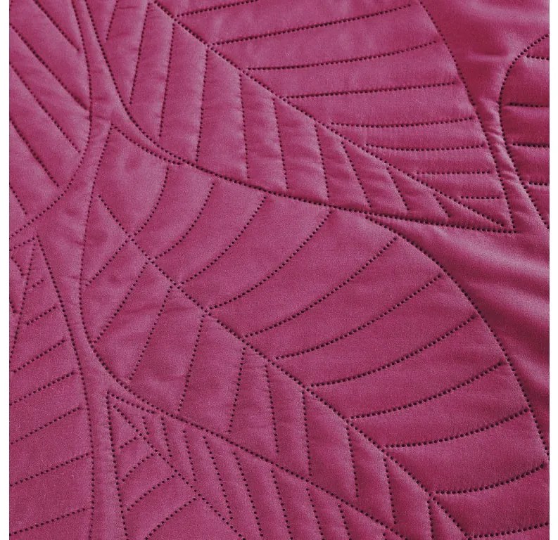 Cuvertura violet pentru pat cu model LEAVES Dimensiune: 200 x 220 cm