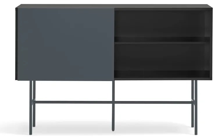 Comodă antracit joasă cu ușă glisantă negru-gri 140x91 cm Nube – Teulat