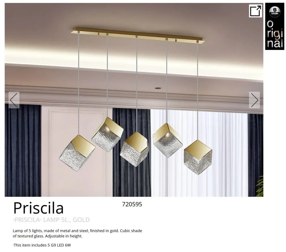 Lustra moderna cu 5 Pendule design decorativ Priscila aurie