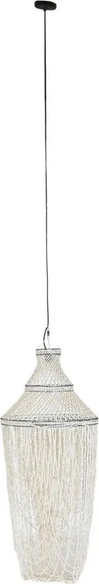 Lustră suspendată din scoici lucrate manual, alb, 130 x 54 cm, „Lombok”