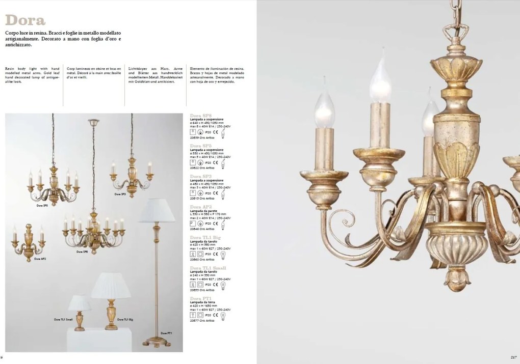 Lampadar inaltime 165cm FIRENZE PT1 ORO 020877