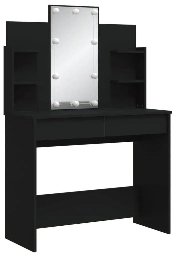 Masa de toaleta cu LED-uri, negru, 96x40x142 cm