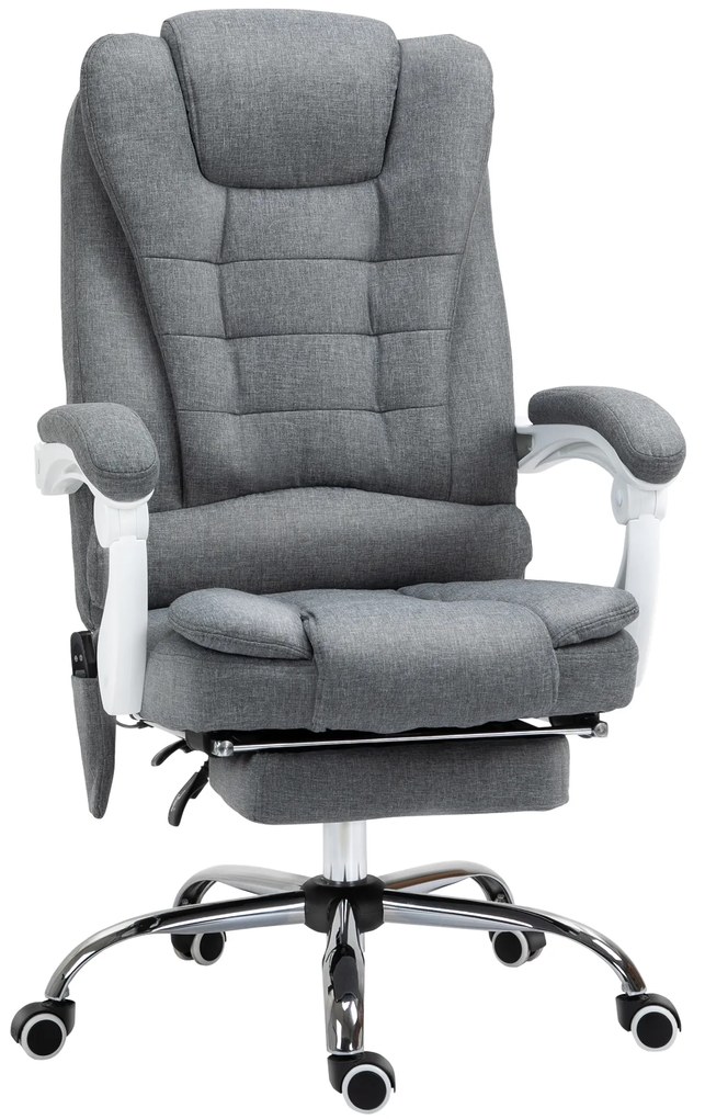 Vinsetto Scaun de Birou cu Telecomandă și 6 Puncte de Masaj, Tapitat cu Stofă Tip Catifea, 67x79x111-121 cm, Gri | Aosom Romania