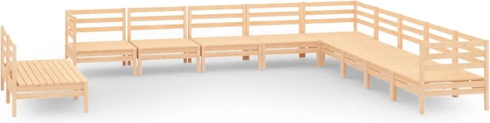 vidaXL Set mobilier de grădină, 11 piese, lemn masiv de pin