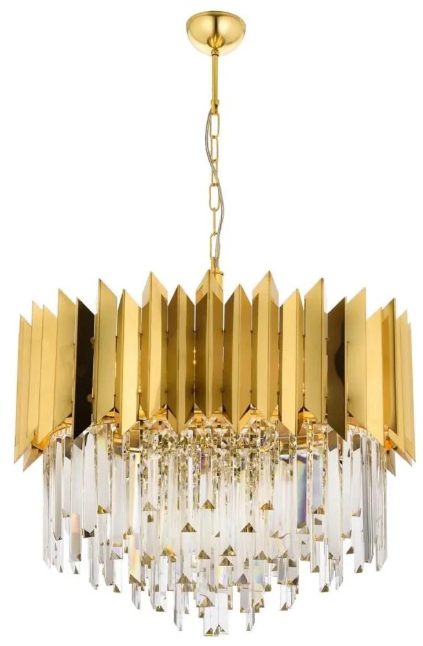 Candelabru CRYSTALLINE cu lanț, 8xE27/40W/230V, auriu