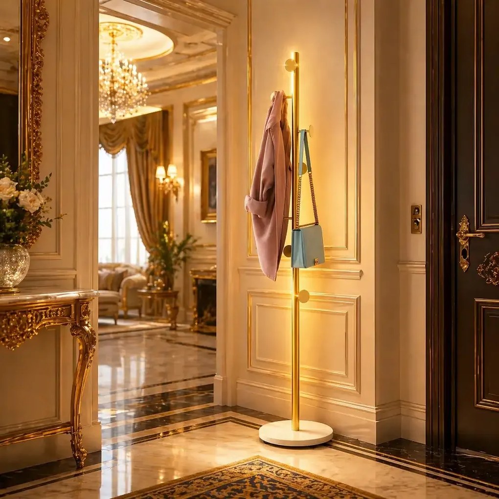 Cuier din metal ,culoare gold-alb,170x32 cm