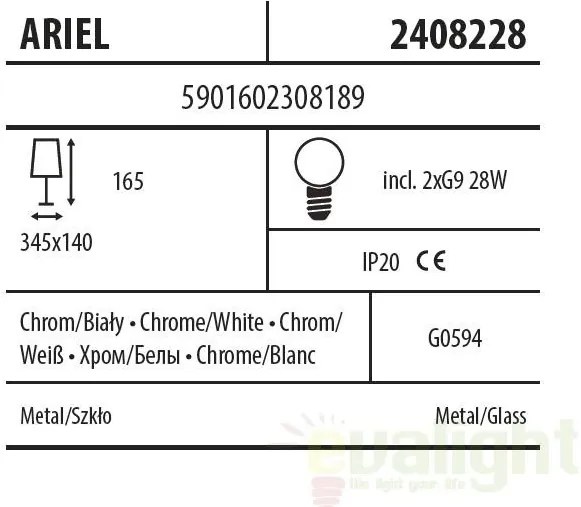 Lustra moderna cu 2 spoturi Ariel 2408228 Spot Light