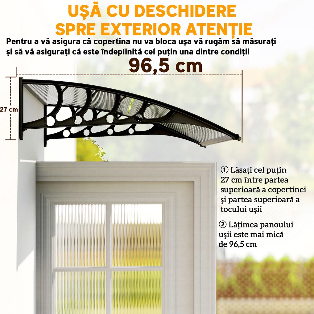 Outsunny Copertina moderna din policarbonat, 110x60x18 cm, gri | Aosom Romania
