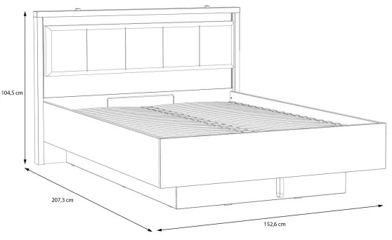 Pat dublu cu spațiu de depozitare OREN 140x200 cm, maro/negru