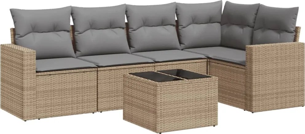 vidaXL Set canapele de grădină cu perne, 6 piese, bej, poliratan