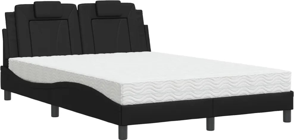 vidaXL Pat, Viana, cu saltea, negru, 140x190 cm, piele ecologică