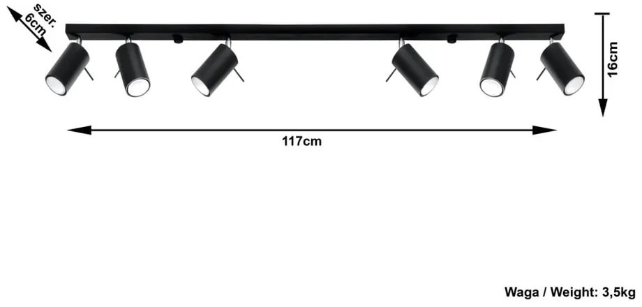 Lustră Nice Lamps Etna 6L, negru