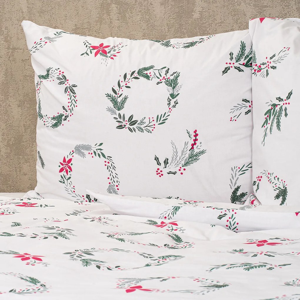 Lenjerie de pat din bumbac 4Home Christmas Holly, 140 x 200 cm, 70 x 90 cm