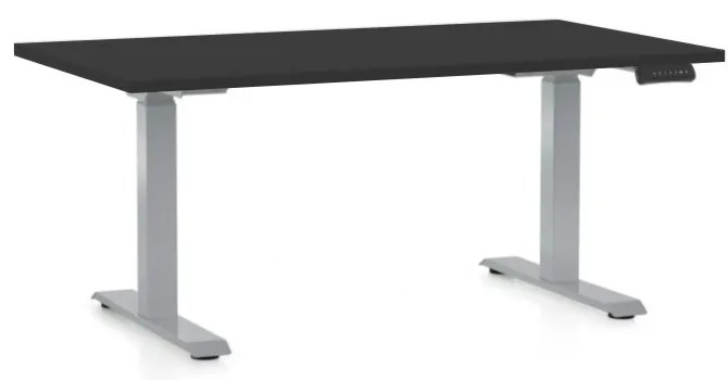 Masa inaltime reglabila OfficeTech D, 120 x 80 cm, bază gri, negru