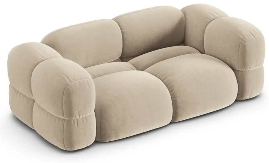 Canapea bej cu tapițerie din catifea 210 cm Loretto – Cosmopolitan Design