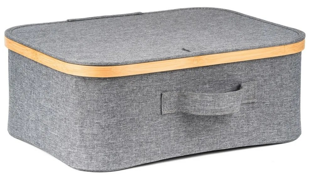 Cutie de depozitare G21 40 x 30 x 15 cm, dinbambus cu capac, gri