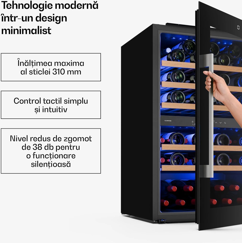 Klarstein Illuminosa vitrină frigorifică încorporabilă pentru vin | Dualzone | Protecție UV | 143 litri | 57 sticle | 60 cm