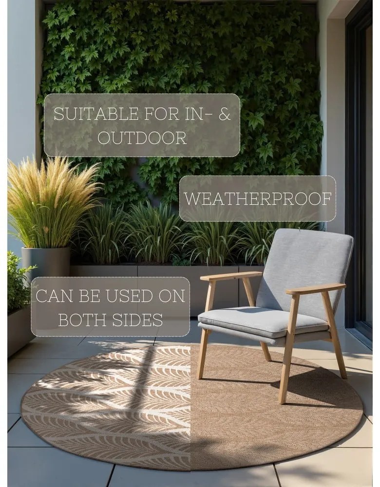 Covor pentru exterior și interior bej/fildeș rotund ø 160 cm Duet Liora – NORTHRUGS