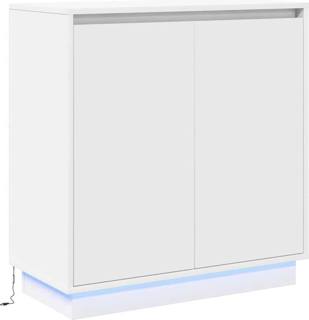 vidaXL Bufet LED cu raft cu ușă Alb 71 x 34,5 x 75 cm Lemn compozit