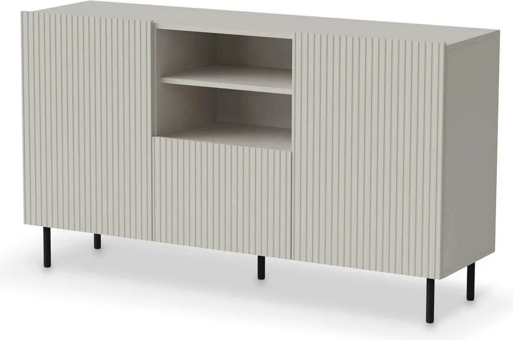 Comoda PAXOS KM-1, casmir/negru, PAL laminat/otel, 150x40x84 cm