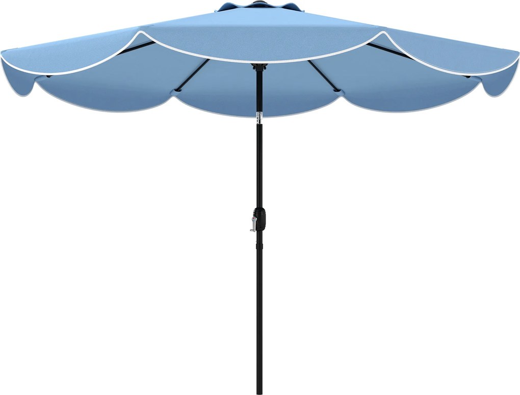 Outsunny Umbrelă Terasă Exterioară Ø2,7 m Umbrelă cu Înclinare Reglabilă 3 Poziții Manivelă și Volan Albastru Deschis | Aosom Romania