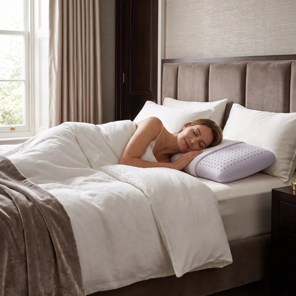 Perna ortopedica AERO-SAN Lavanda Gel, memory foam infuzat cu lavanda, cu ventilatie